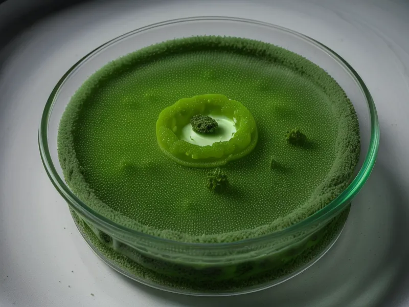 Comparación entre placa de agar contaminada con moho verde y placa limpia