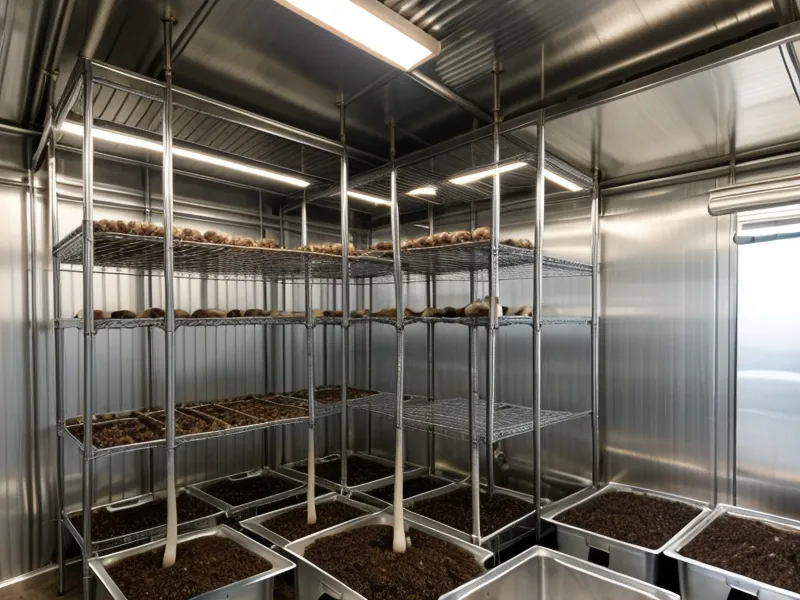 Contaminación por hongo verde (Trichoderma) en la madera porosa de una estantería de laboratorio de hongos casero