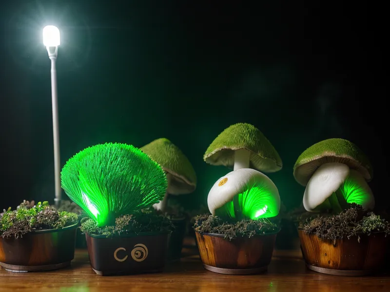 Monitor de CO2 marcando niveles óptimos en un cultivo de setas gourmet