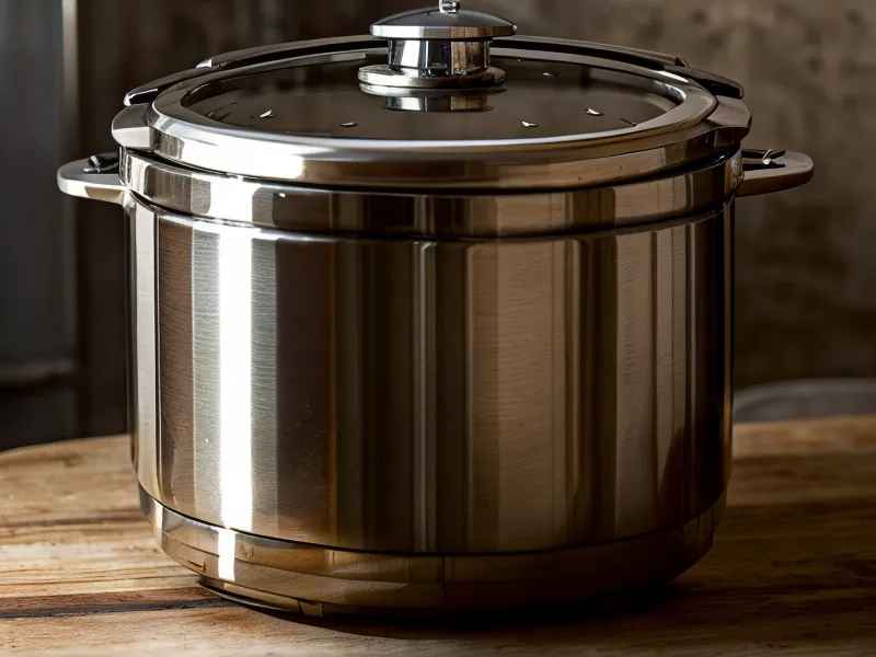 Manómetro de una olla de presión marcando los 15 PSI requeridos para esterilización.